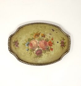 Antique Oval Painted Tole (Metal) Tray