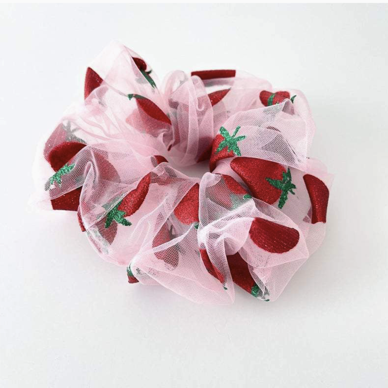 Strawberry Tulle Scrunchie