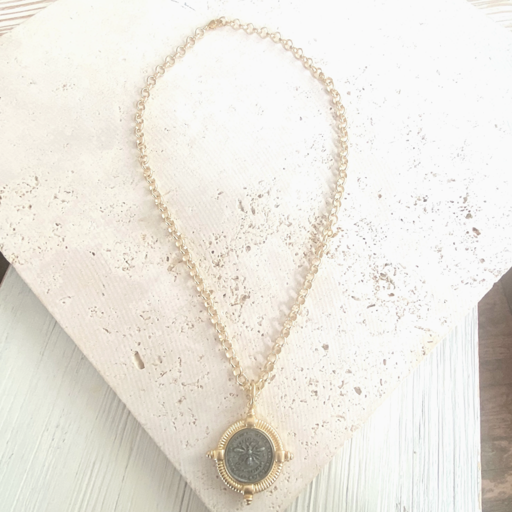 Bee Necklace  Matte Gold