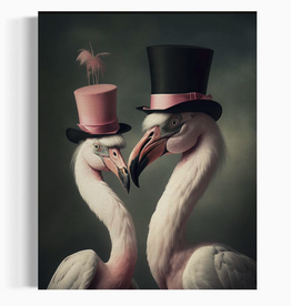 Victorian Flamingo Birds Art Print