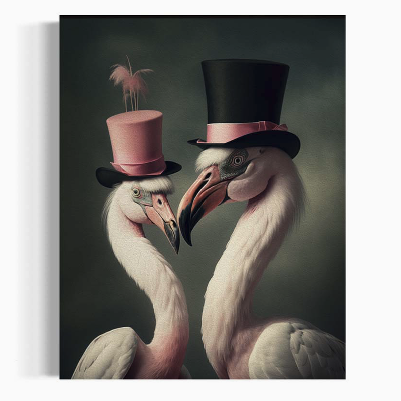 Victorian Flamingo Birds Art Print