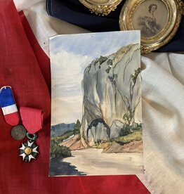 Antique Watercolor of Cliffs