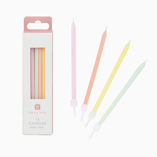 Rainbow Pastel Birthday Candles - 16 Pack