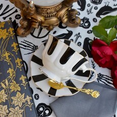 Black and White Teacup and Saucer