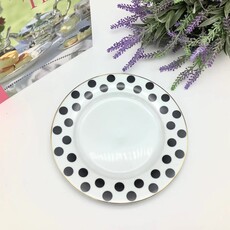 White and Black Polka Dots Side Plate Salad, 8 inch