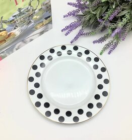 White and Black Polka Dots Side Plate Salad, 8 inch