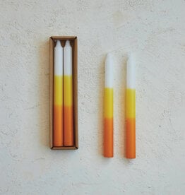 Taper Candles in Box, White, Yellow & Orange Color, Set of 2