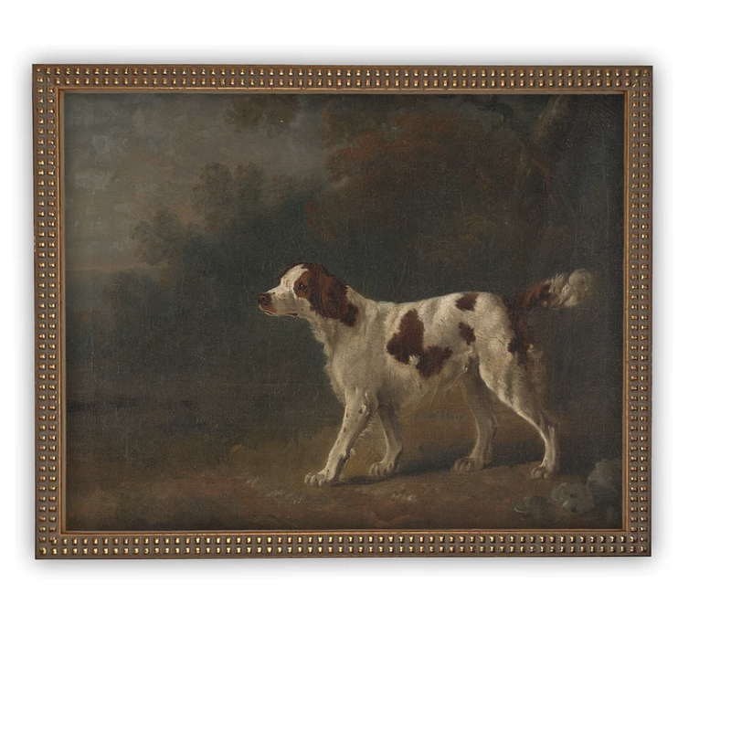 Framed Canvas Dog Painting