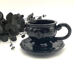 Victorian Gothic Embossed Teacup and Saucer