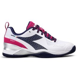 Diadora Diadora Women's Blueshield Torneo 2 (White/Blueprint/Pink Yarrow) Clay Tennis Shoe