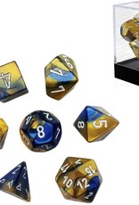 Chessex Gemini Blue-Gold w/white Polyhedral Set