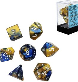 Chessex Gemini Blue-Gold w/white Polyhedral Set