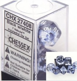 Chessex Nebula Black w/white polyhedral Set
