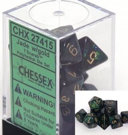 Chessex Scarab Jade w/gold Polyhedral Set