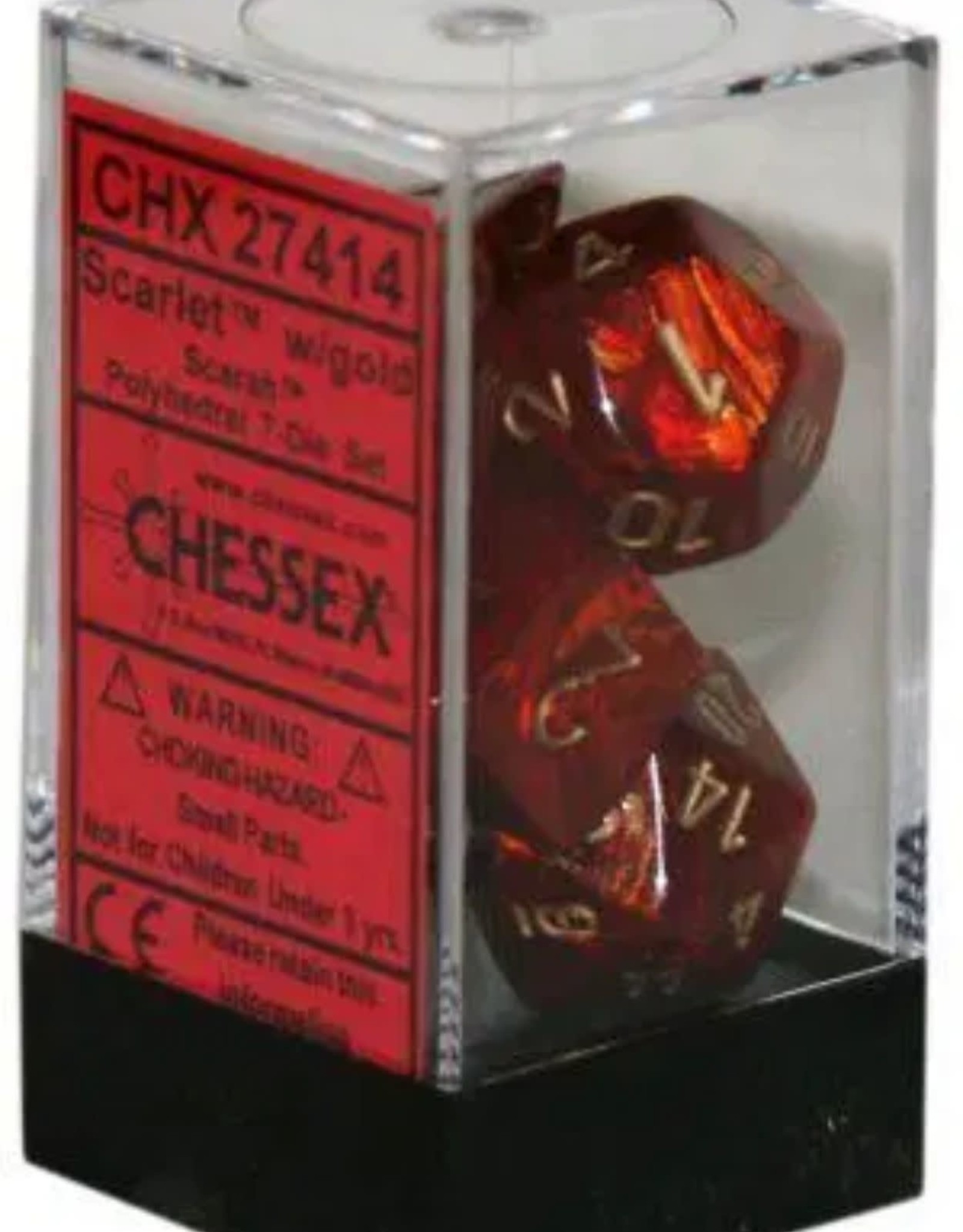 Chessex Scarab Scarlet w/gold Polyhedral Set