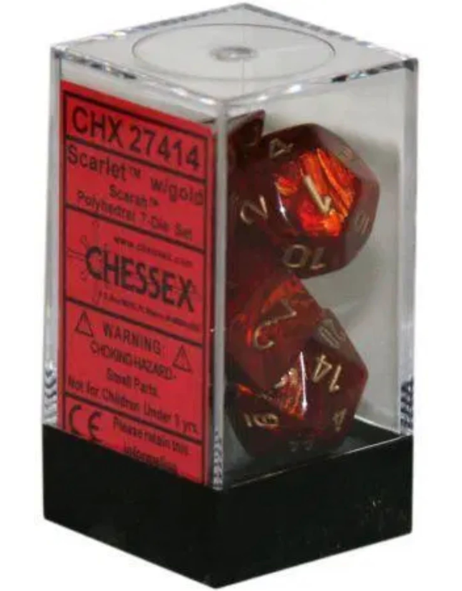 Chessex Scarab Scarlet w/gold Polyhedral Set