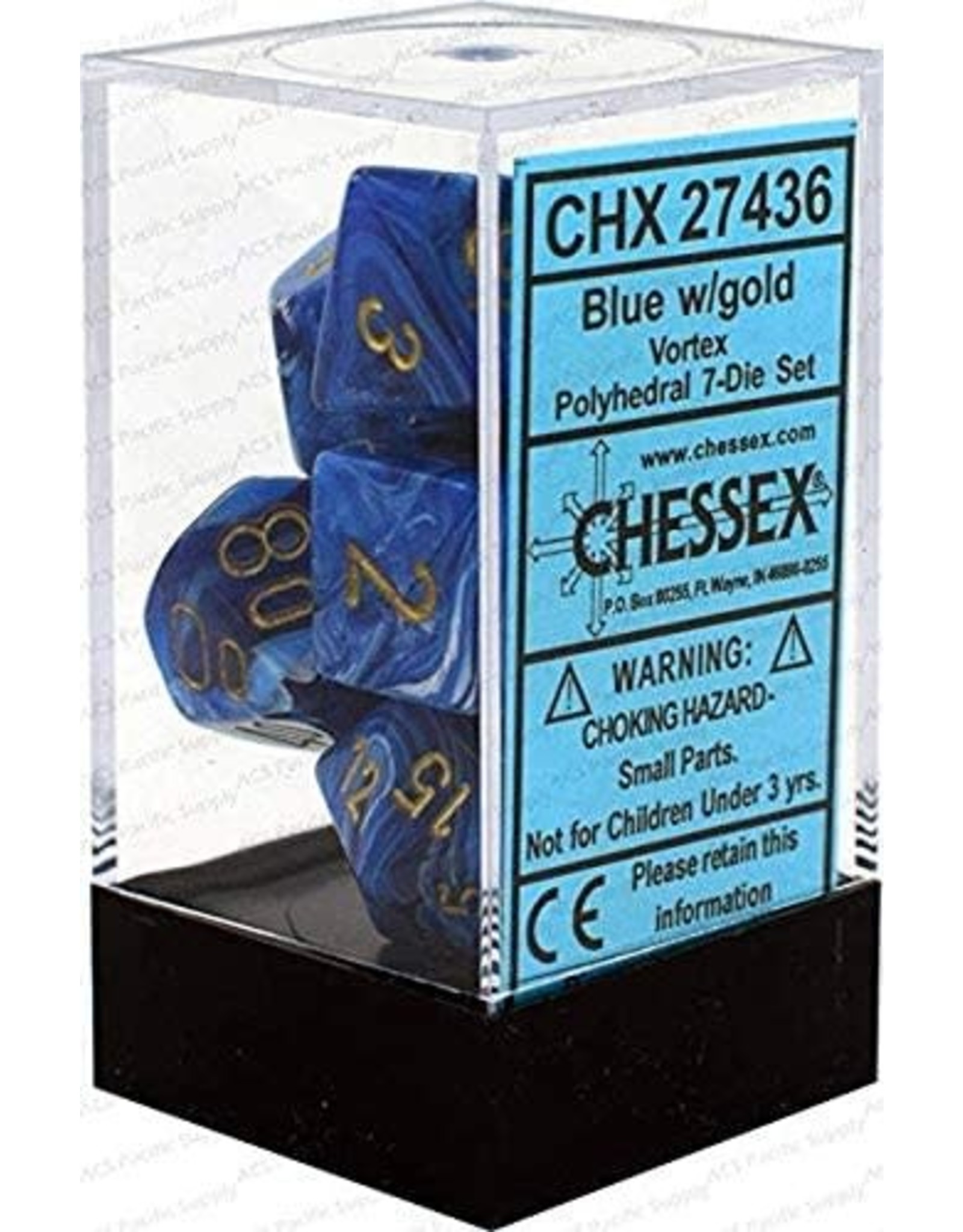 Chessex Vortex Blue/gold Polyhedral Set