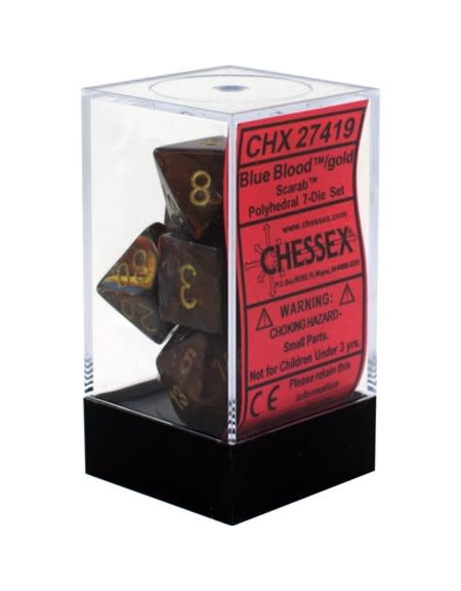 Chessex Scarab Blue Blood w/Gold Polyhedral Set