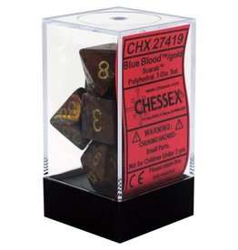 Chessex Scarab Blue Blood w/Gold Polyhedral Set