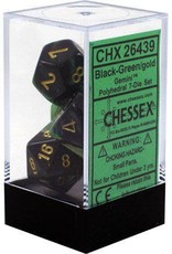 Chessex Gemini Black Green w/Gold Polyhedral Set