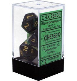 Chessex Gemini Black Green w/Gold Polyhedral Set