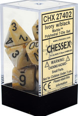 Chessex Marble Ivory w/black Polyhedral Set