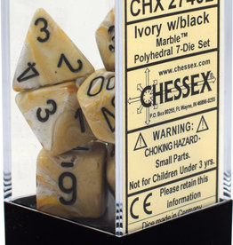Chessex Marble Ivory w/black Polyhedral Set
