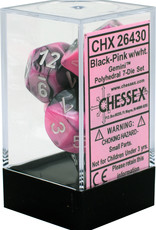 Chessex Gemini Black-Pink w/white Polyhedral Set