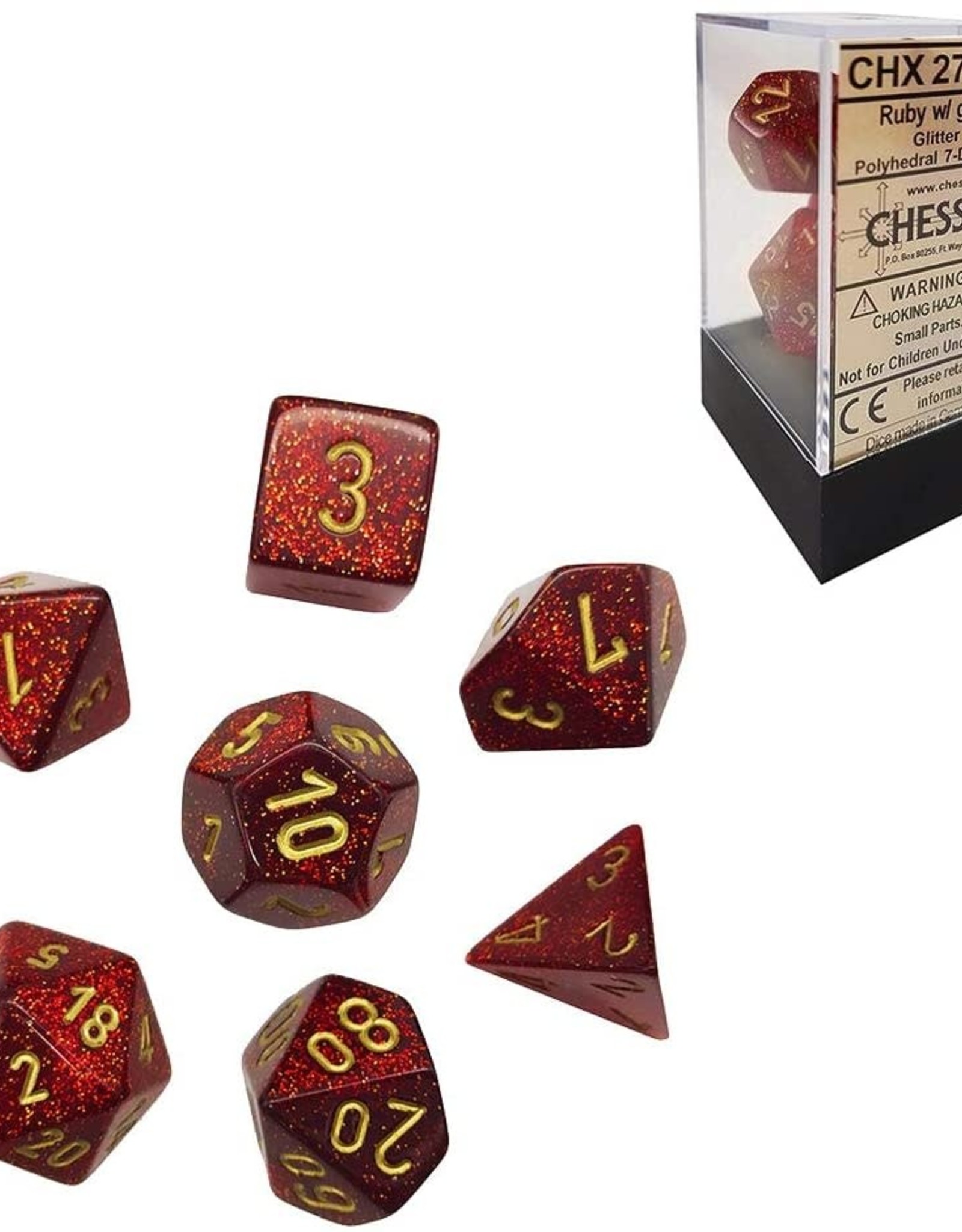 Chessex Glitter Ruby red/gold Polyhedral Set