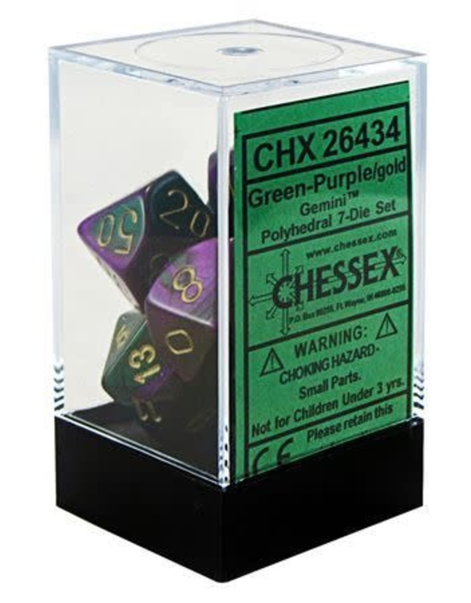 Chessex Gemini Green-Purple/Gold Polyhedral Set