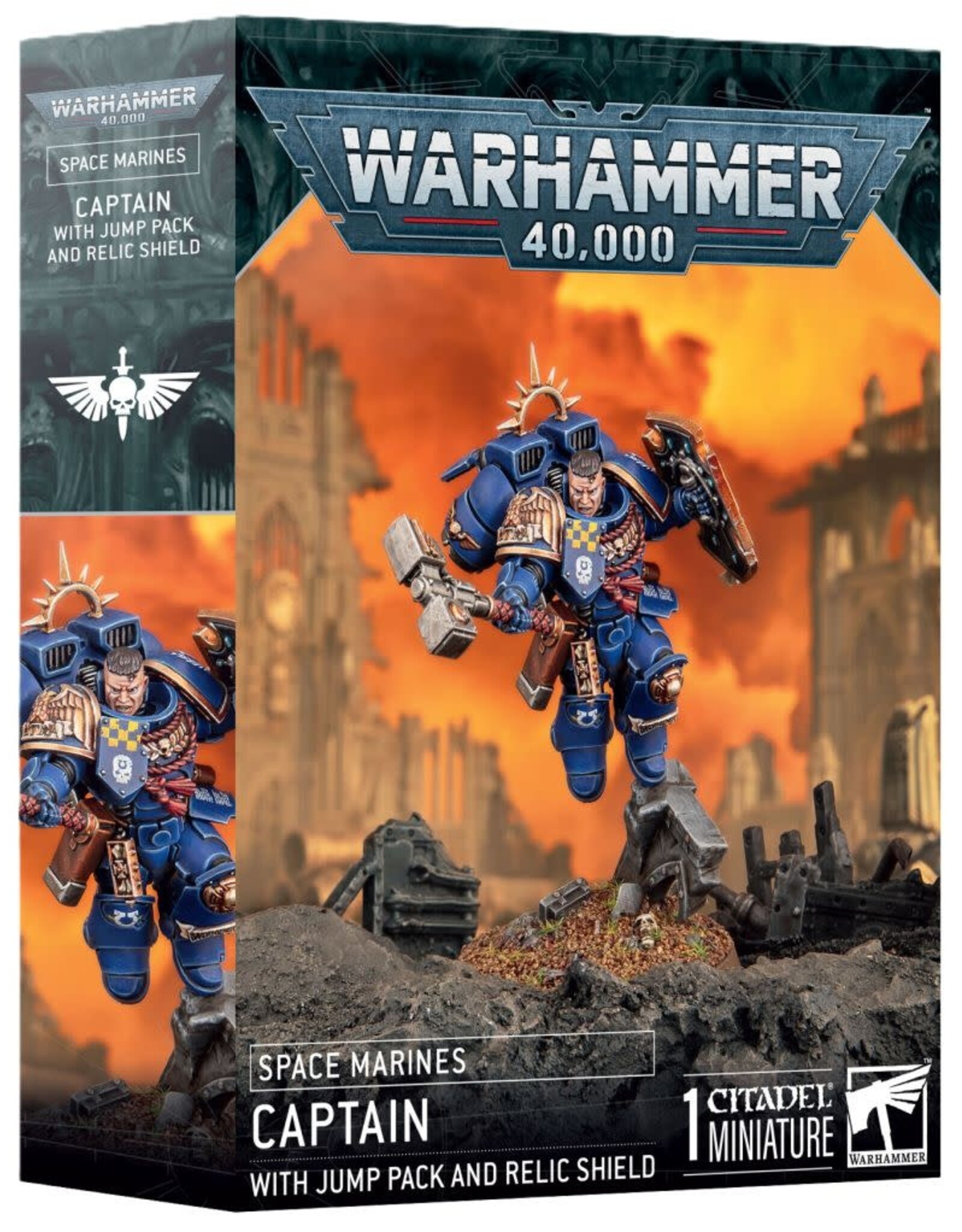 Warhammer 40k Space Marine Captain w/Jump Pack & Relic Shield