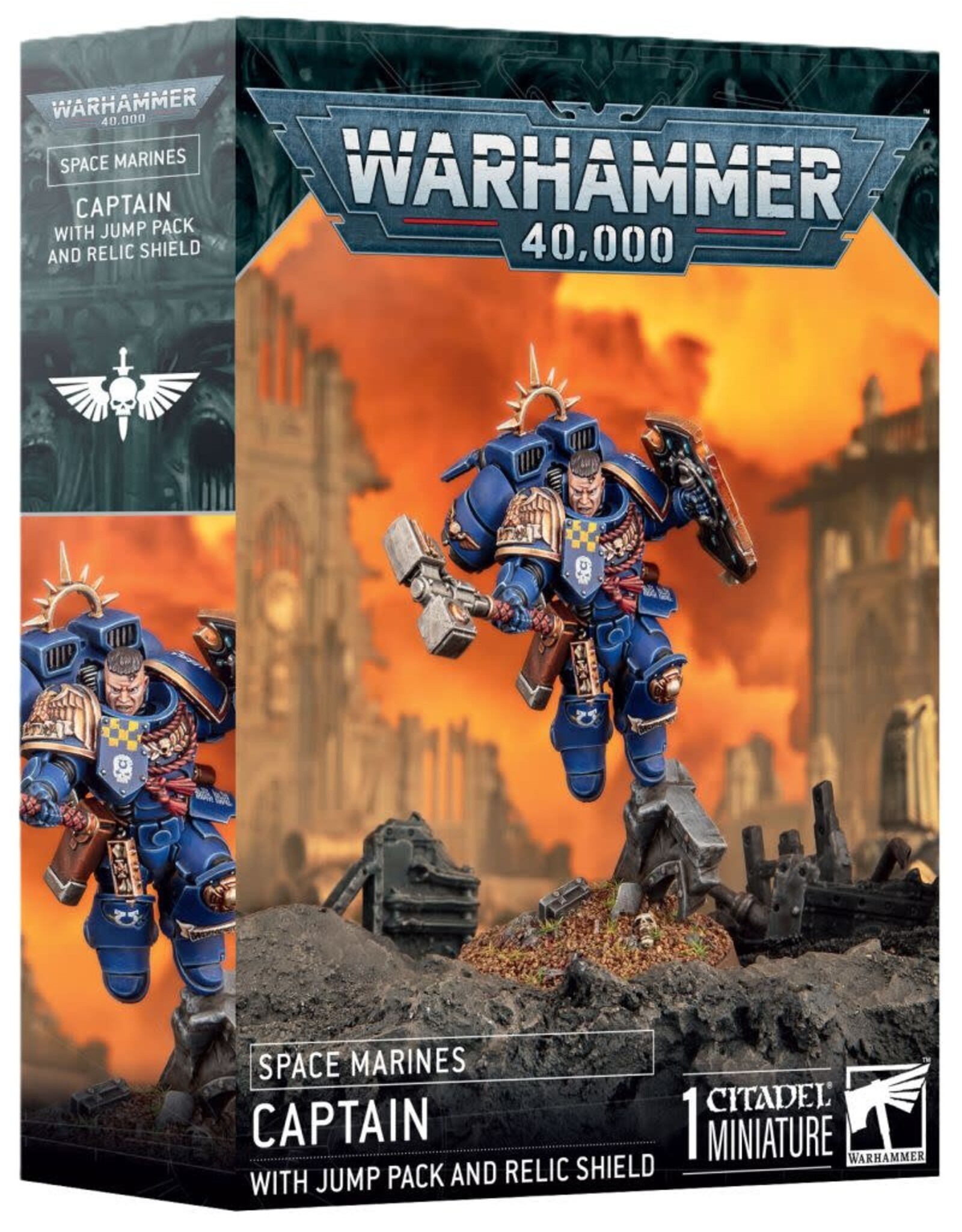 Warhammer 40k Space Marine Captain w/Jump Pack & Relic Shield