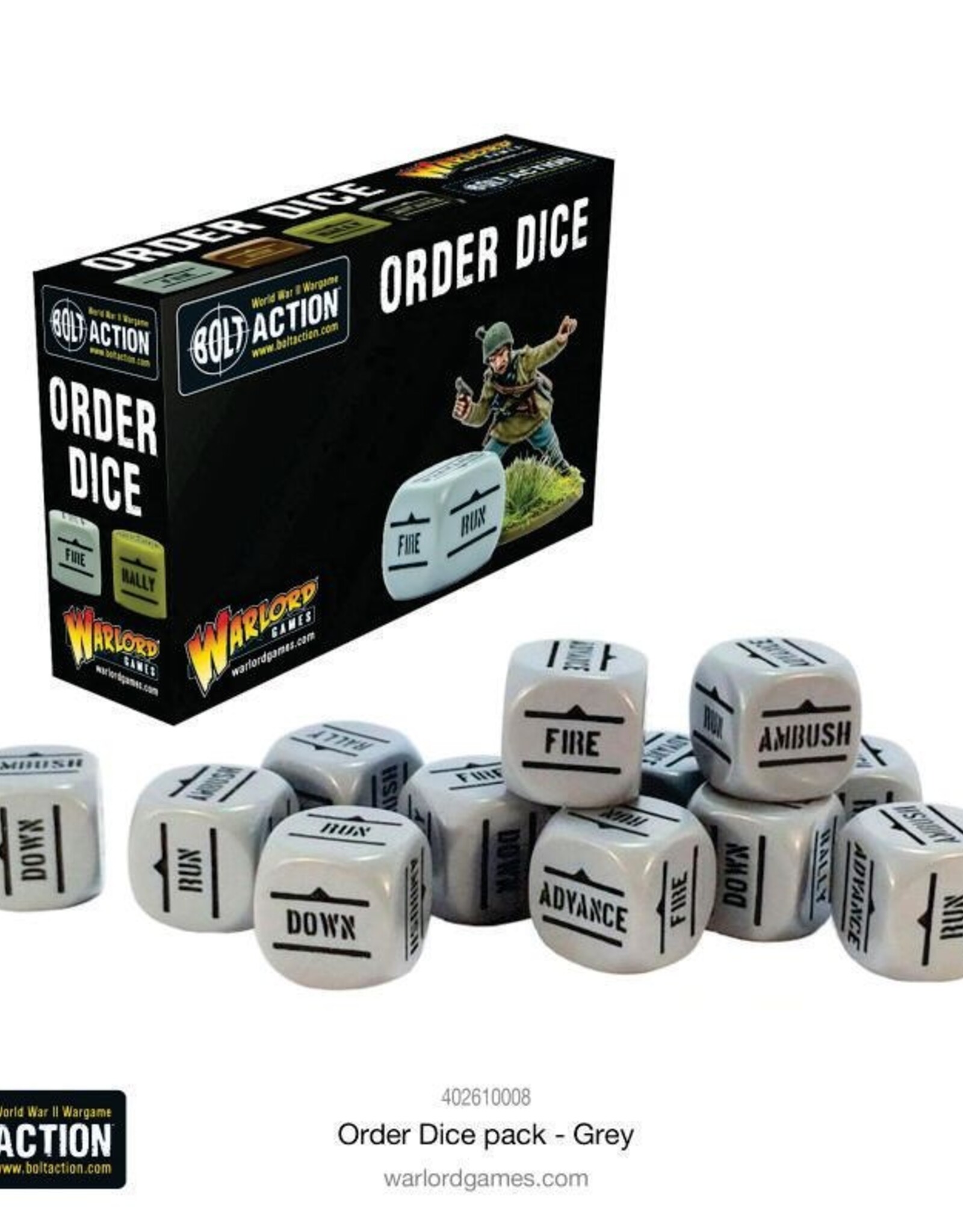 Bolt Action Order Dice Grey