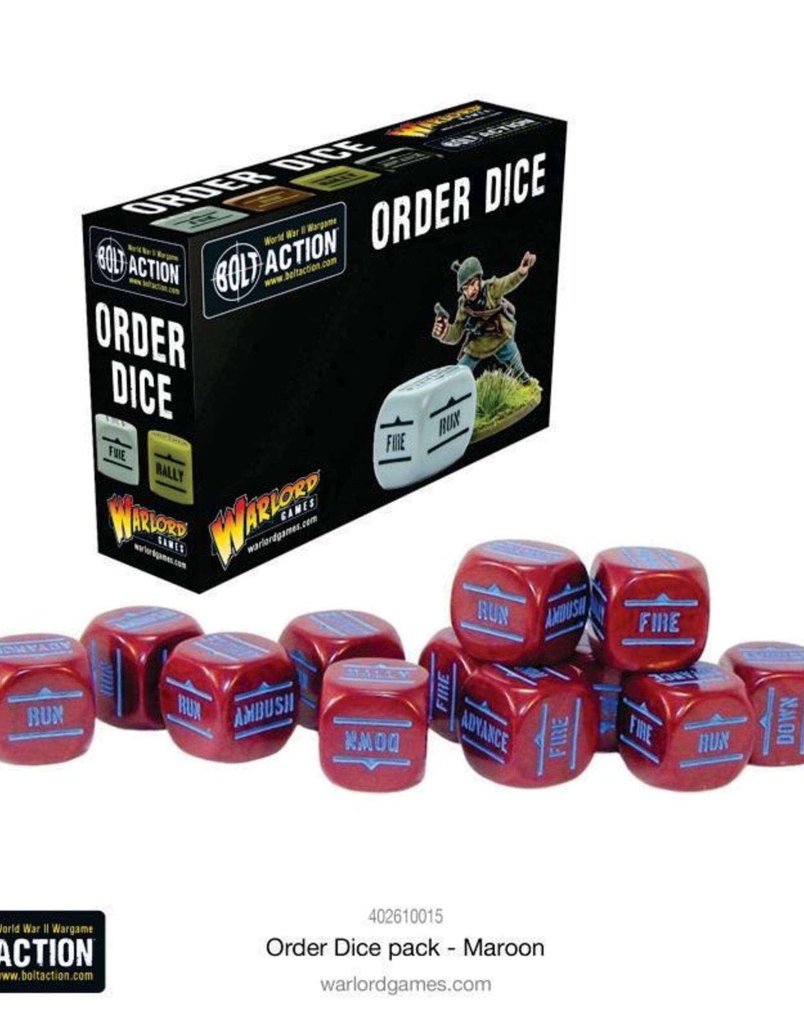 Bolt Action Order Dice Maroon