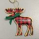 Ornament Pillowed Metal Plaid Moose