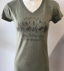 Ladies t-Shirt Moose in Fog