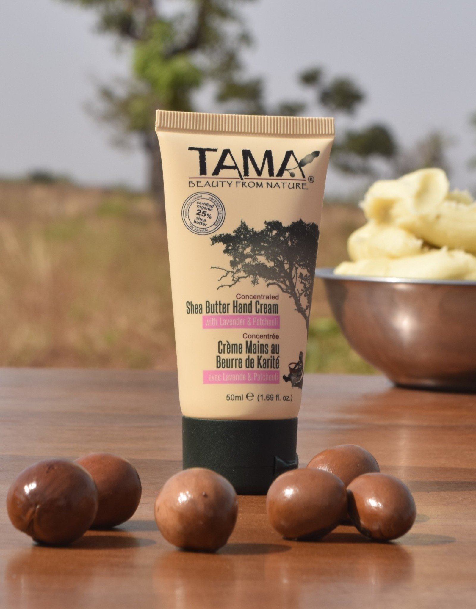 Tama Cosmetics Tama Shea Butter Lavender & Patchouli Hand Cream, 50mL - Ghana