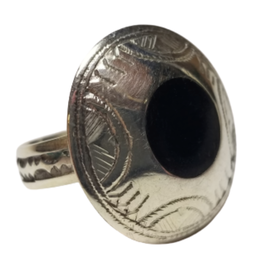 Niger Ring Ebony and Silver Disk (Size 9) - Niger