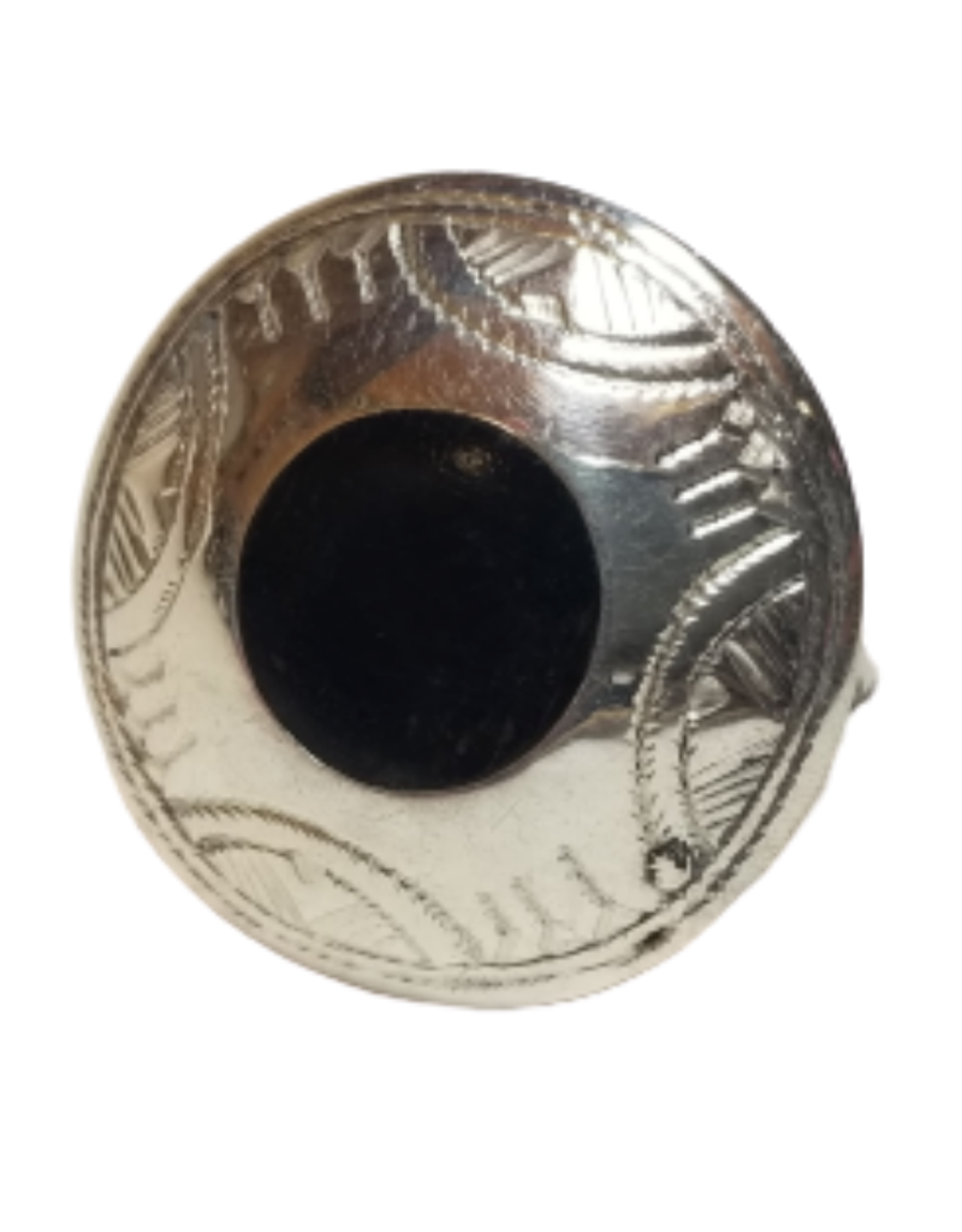 Niger Ring Ebony and Silver Disk (Size 9) - Niger
