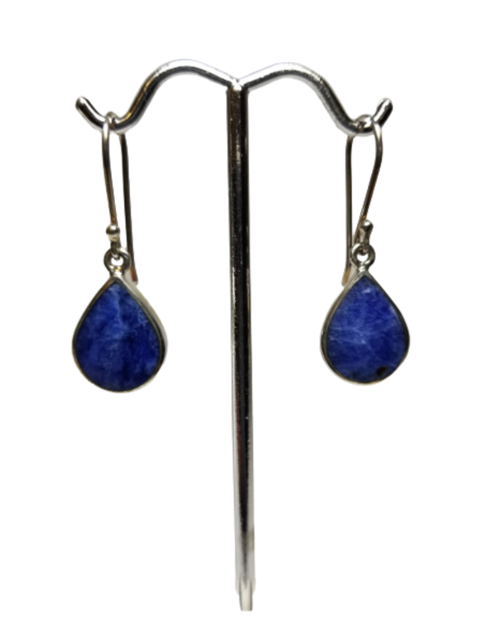 Sodalite And Silver Teardrop Earrings  - Peru