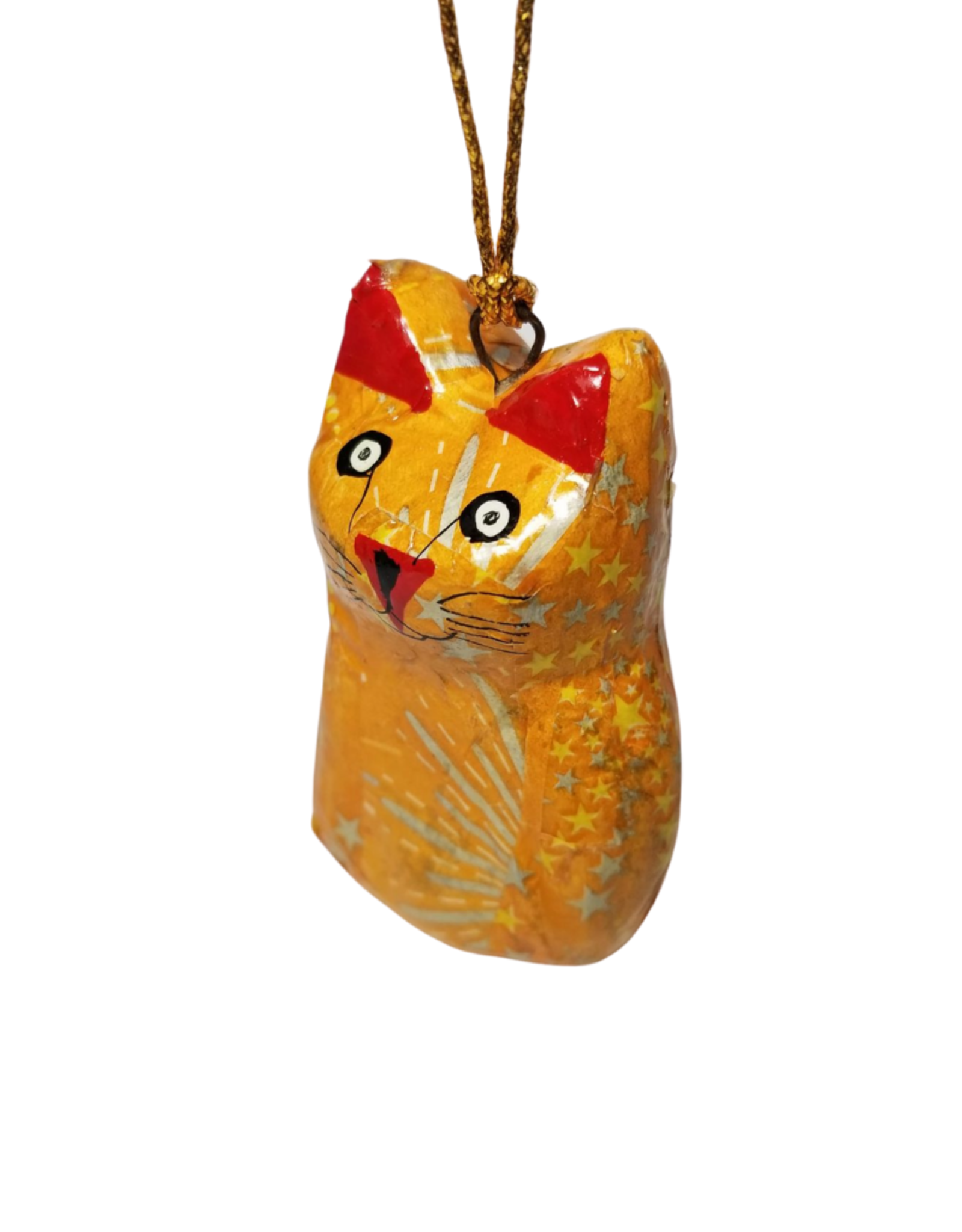 Global Crafts Ornament, Handpainted Cat Figurine - India