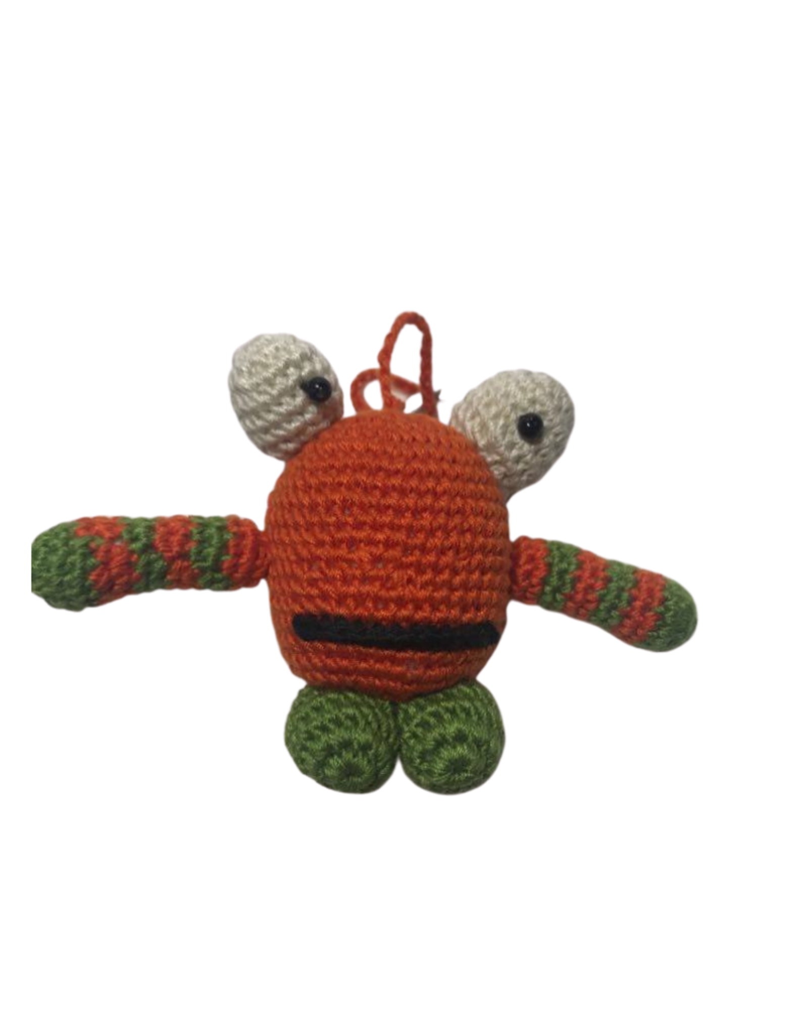 Pebbles Crocheted Monster Zipper Pull - Orange - Vietnam