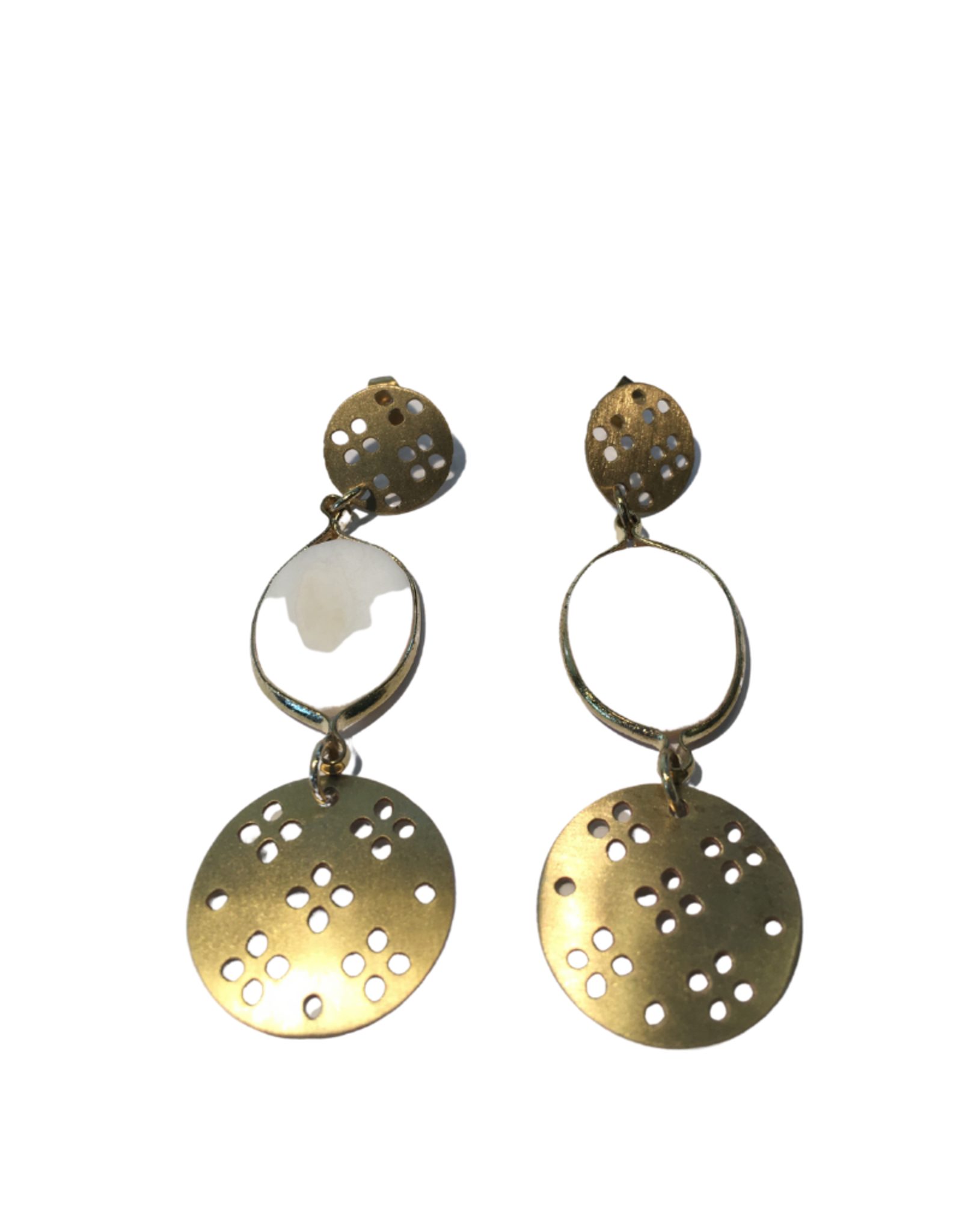 Global Crafts Mother of Pearl Gold Earrings