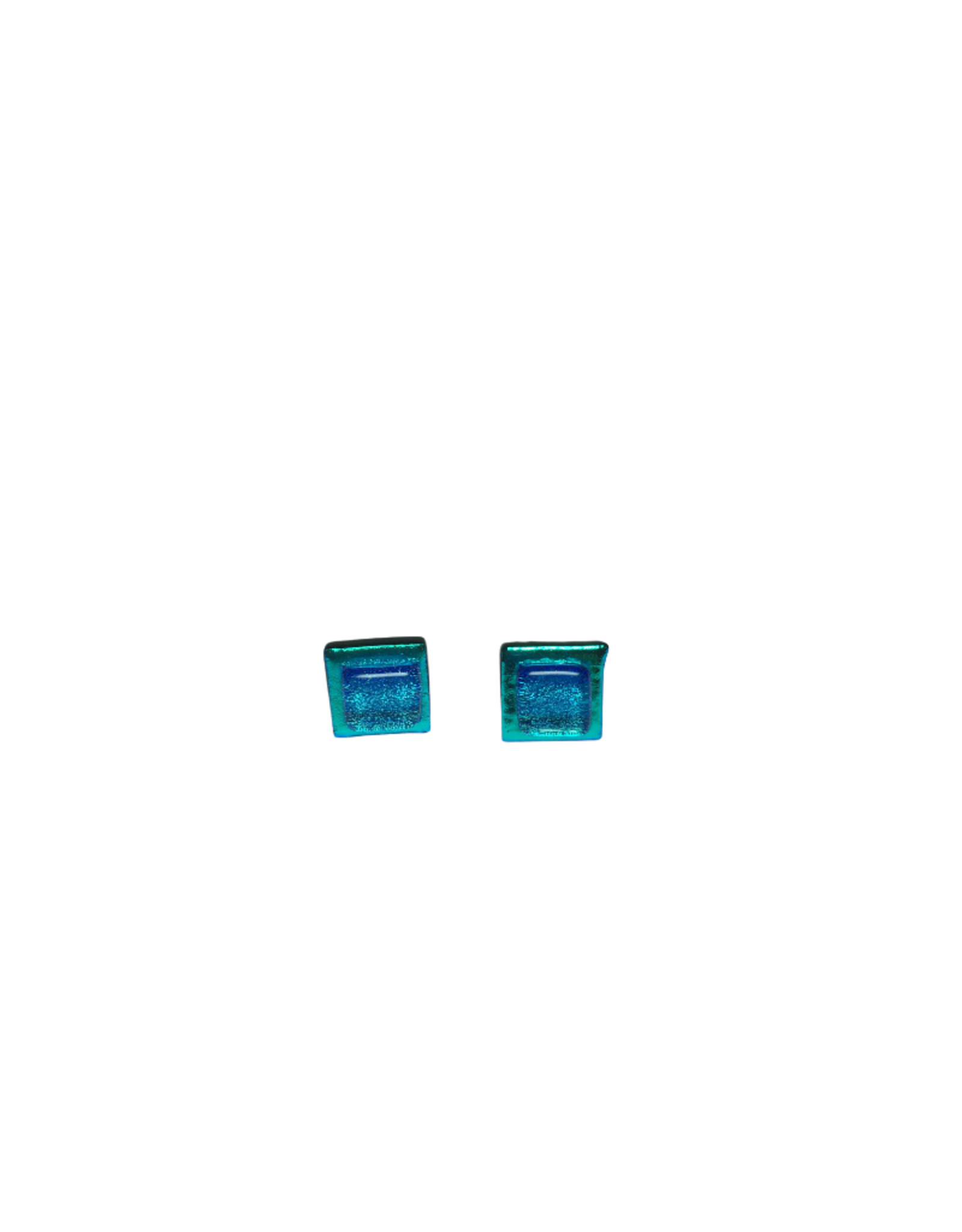 Chile Earrings Square Glass Studs Turquoise - Chile