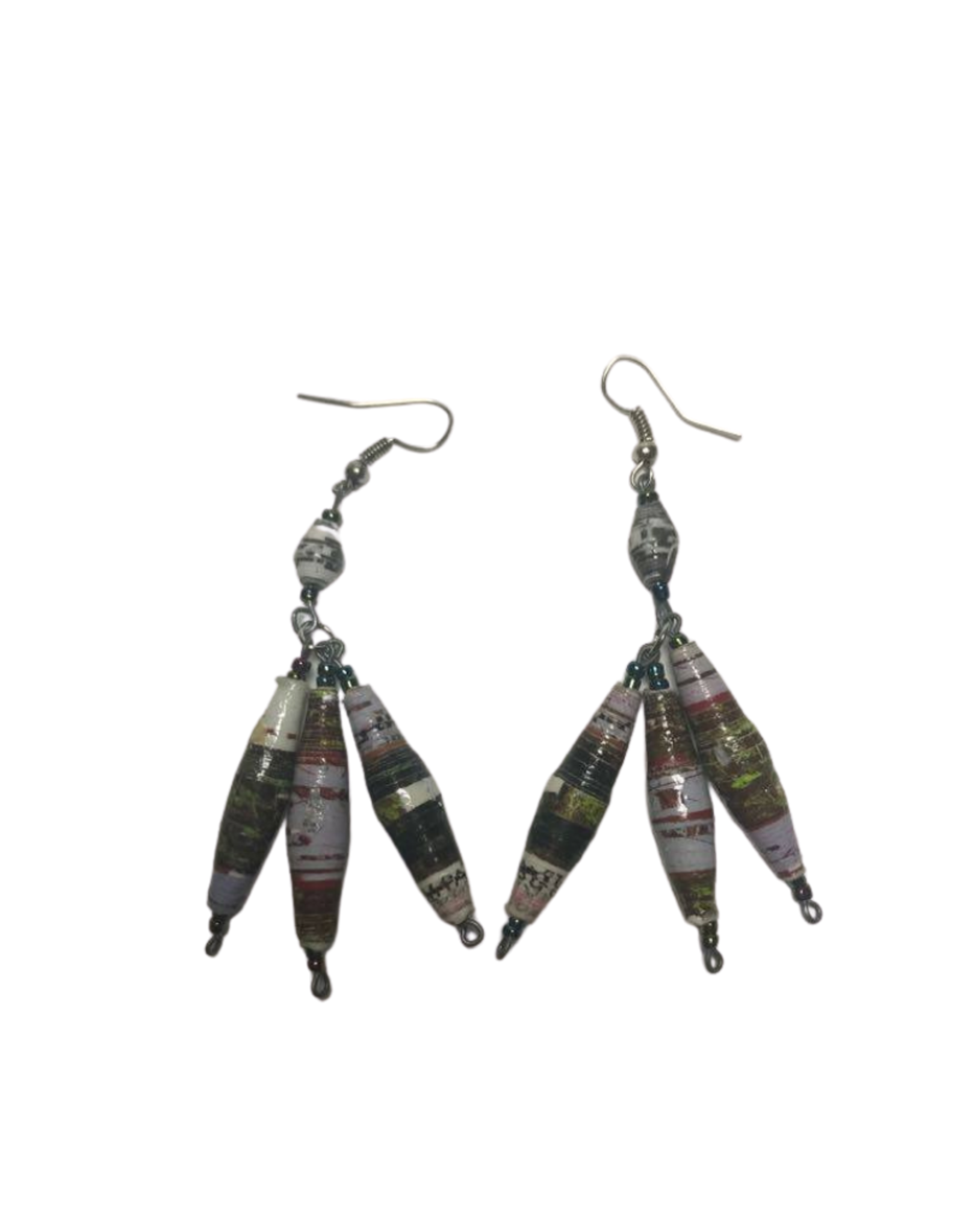 Takataka Coiled Paper Earrings (Strands of Three) - Kenya