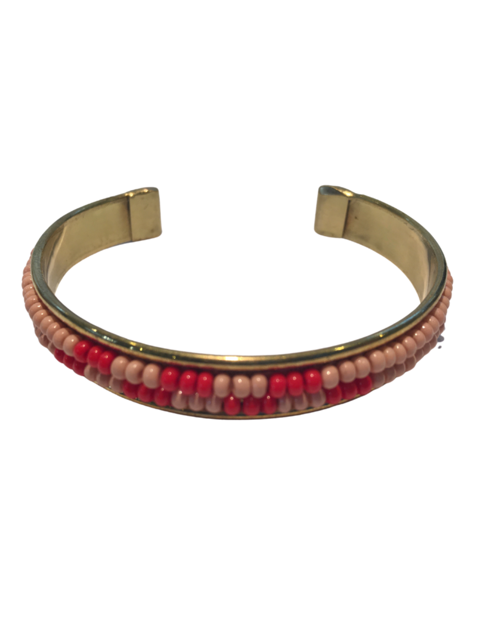 Coral & Red Beaded Cuff - India