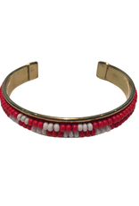 Red & White Beaded Cuff - India