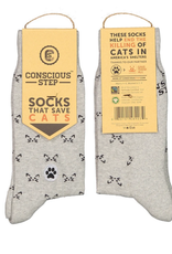 Conscious Step Socks that Save Cats Grey (Small) - India