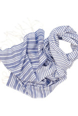 Craft Resource Centre Blue & White Lines Scarf - India