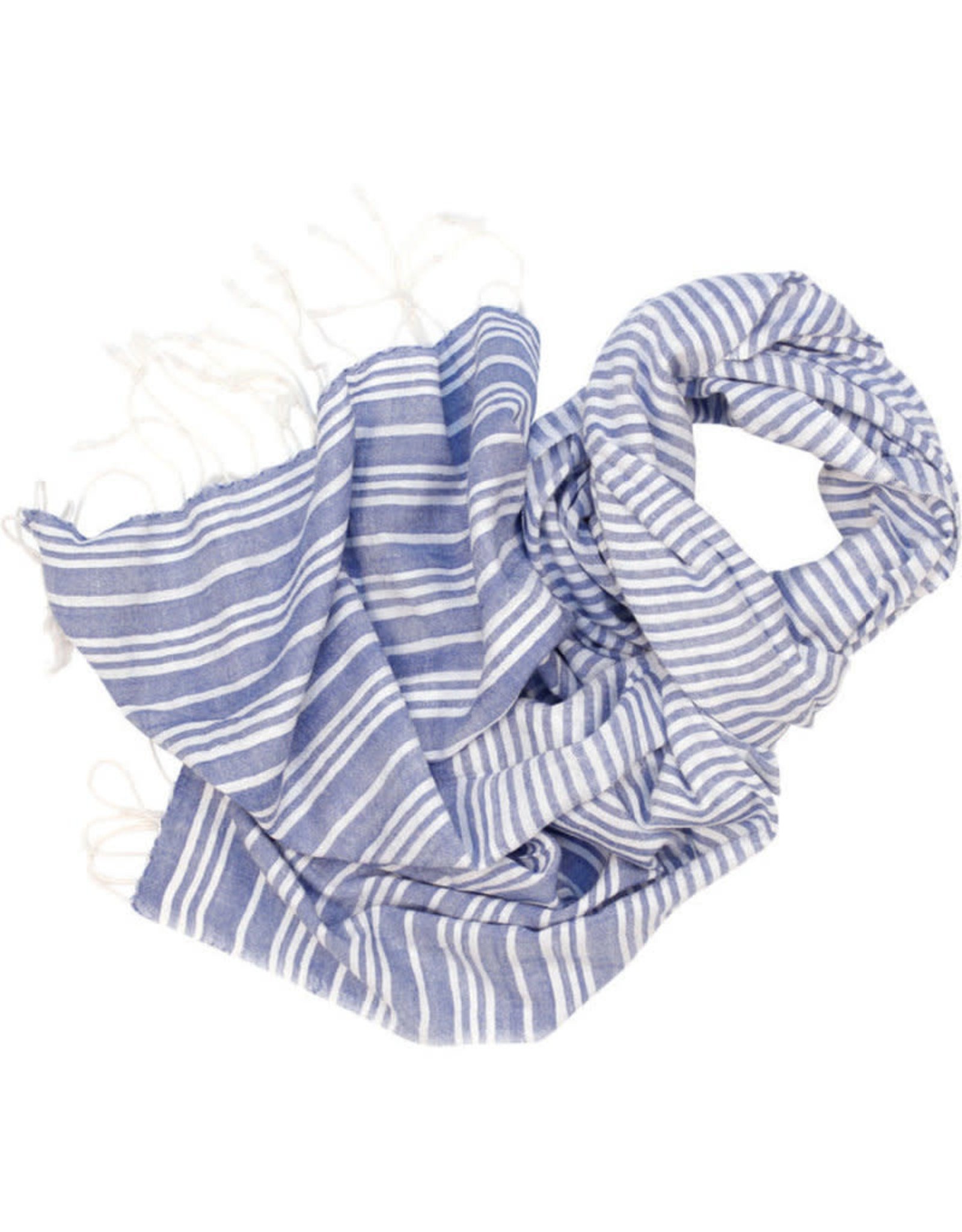 India Scarf Blue & White Lines - India